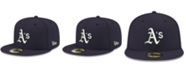 New Era Men's Navy Oakland Athletics Logo White 59FIFTY Fitted Hat